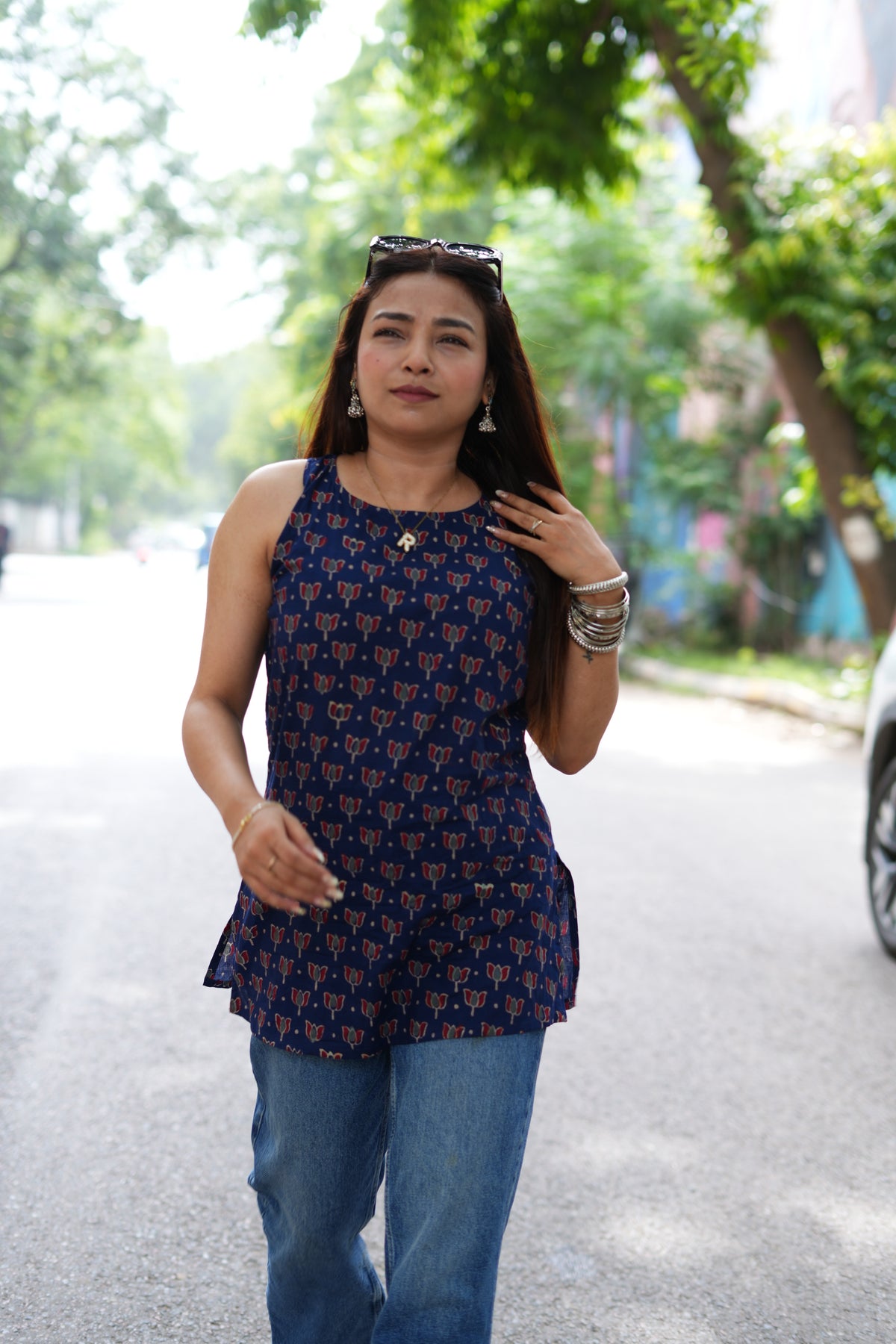 Ajrakh Pushp- Ajrakh Print halter back