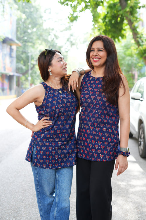 Ajrakh Pushp- Ajrakh Print halter back